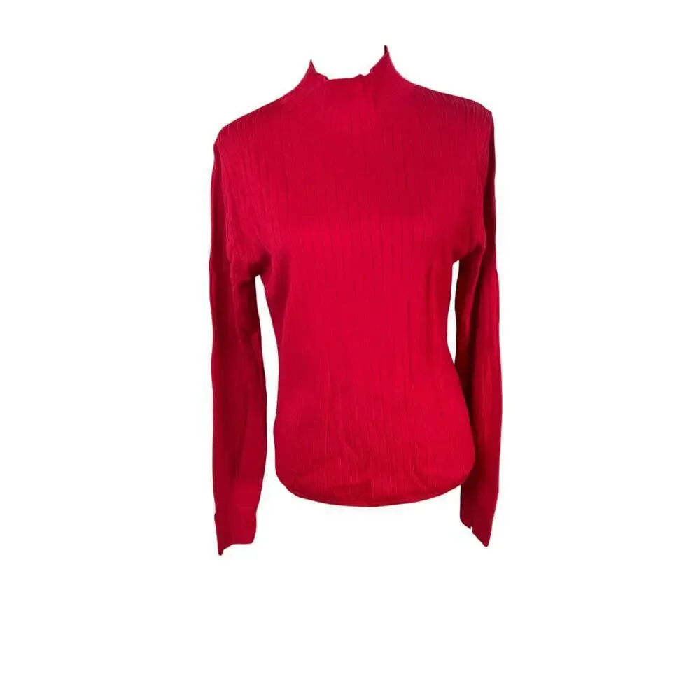 Banana Republic Ribbed Merino Movk-Neck Sweater in RED, size L, NWT! - Picture 5 of 11